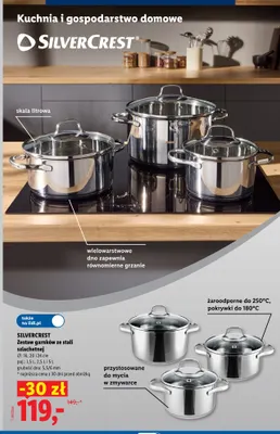 Zestaw garnków ze stali szlachetnej Silvercrest promocja w Lidl