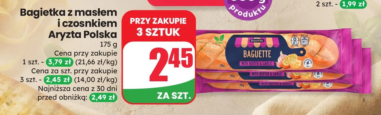 Bagietka z masłem i czosnkiem BakerVille promocja w Dino