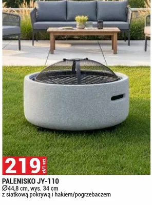 Palenisko JY-110 Ø44,8cm wys. 34cm z siatkową pokrywą i hakiem/pogrzebaczem promocja w Merkury Market