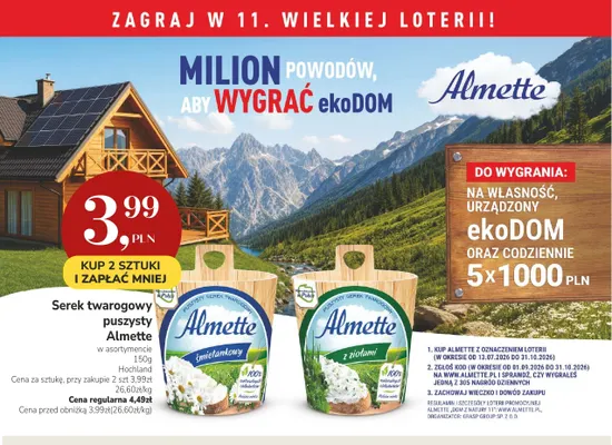 Serek twarogowy puszysty Almette śmietankowy promocja w Market Point