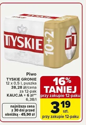Piwo gronie 10+2 promocja w Carrefour