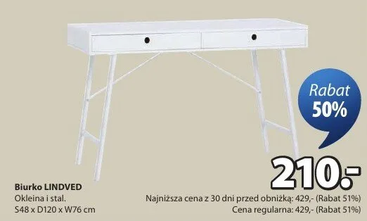 Biurko Lindved okleina i stal promocja w Jysk