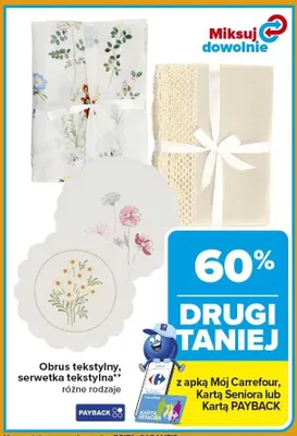 Obrus tekstylny, serwetka tekstylna różne rodzaje promocja w Carrefour Market