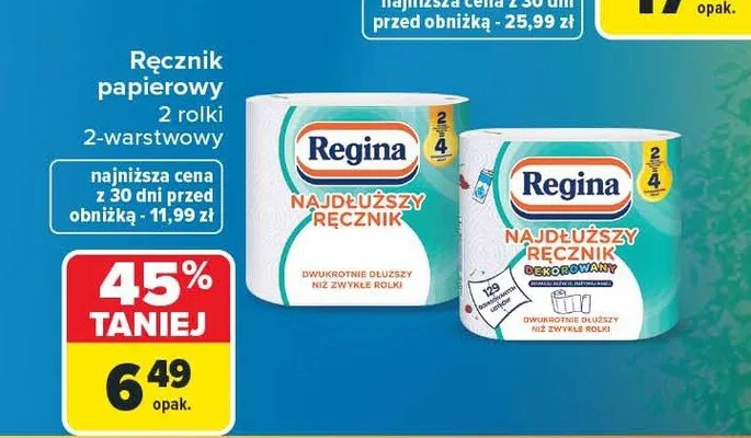 Ręcznik papierowy 2 rolki 2-warstwowy promocja w Carrefour Market