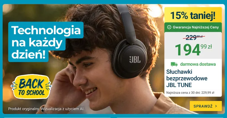 Słuchawki bezprzewodowe Jbl Tune promocja w ERLI