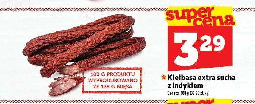 Kiełbasa extra sucha z indykiem Pekpol promocja w TOPAZ