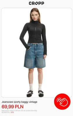 Szorty jeansowe baggy vintage Cropp promocja w Cropp