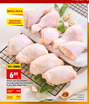 Świeże podudzie kurczaka pakowane próżniowo Kraina Mięs Mega Paka promocja w Biedronka