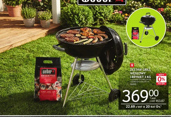 Zestaw grill węglowy Weber i brykiet 3kg promocja w Selgros