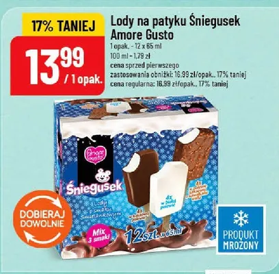 Lody na patyku Śniegusek promocja w POLOmarket