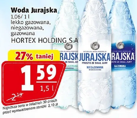 Woda Jurajska lekko gazowana, niegazowana, gazowana promocja w Prim Market