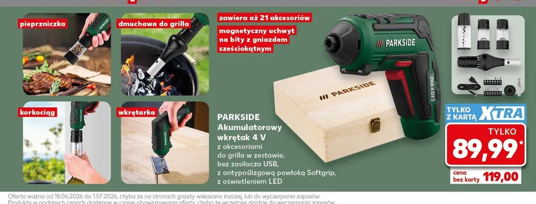 Akumulatorowy wkrętak 4V Parkside promocja w Kaufland