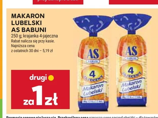 Makaron Lubelski As Babuni krajanka 4-jajeczna promocja w Stokrotka