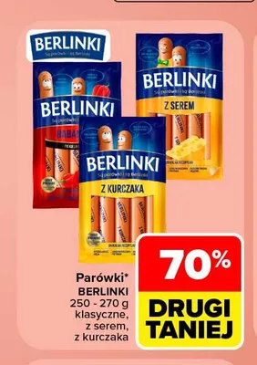 Parówki Berlinki z kurczaka promocja w Carrefour Market