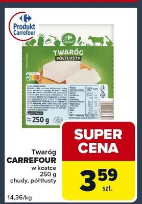 Twaróg CARREFOUR w kostce chudy promocja w Globi