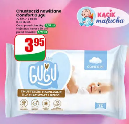 Chusteczki nawilżane Comfort Gugu promocja w Dino