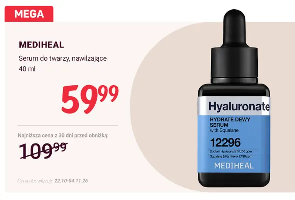 Serum do twarzy nawilżające Mediheal promocja w Rossmann
