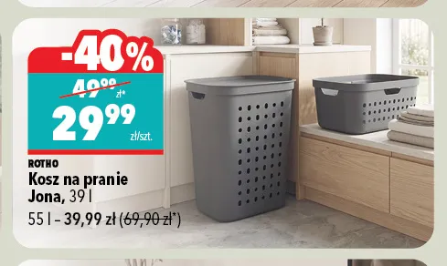 Kosz na pranie Jona 55 l Rotho promocja w Biedronka Home