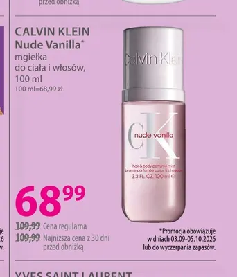Mgiełka do ciała i włosów Nude Vanilla Calvin Klein promocja w Hebe