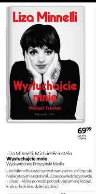 Książka Wysłuchajcie mnie Liza Minnelli Michael Feinstein promocja w Empik