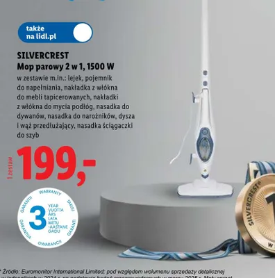 Mop parowy 2 w 1 SILVERCREST 1500W promocja w Lidl