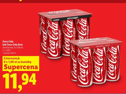 Napój gazowany Coca-Cola 6-pak promocja w Lidl