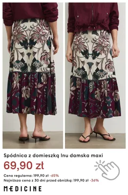Spódnica z domieszką lnu damska maxi Medicine promocja w Medicine