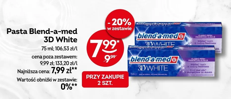 Pasta do zębów Blend-a-med 3D White Classic Fresh promocja w Żabka