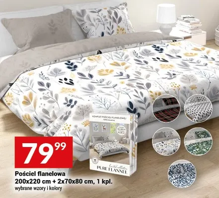 Pościel flanelowa 200x220 cm + 2x70x80 cm, 1 kpl., różne wzory i kolory promocja w Twój Market