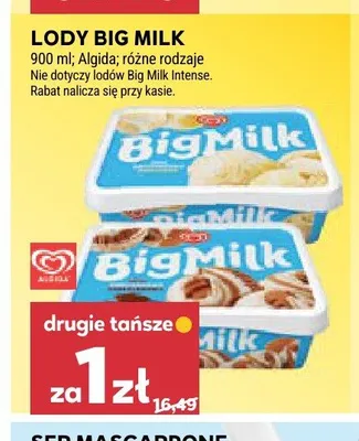 Lody BIG MILK promocja w Stokrotka