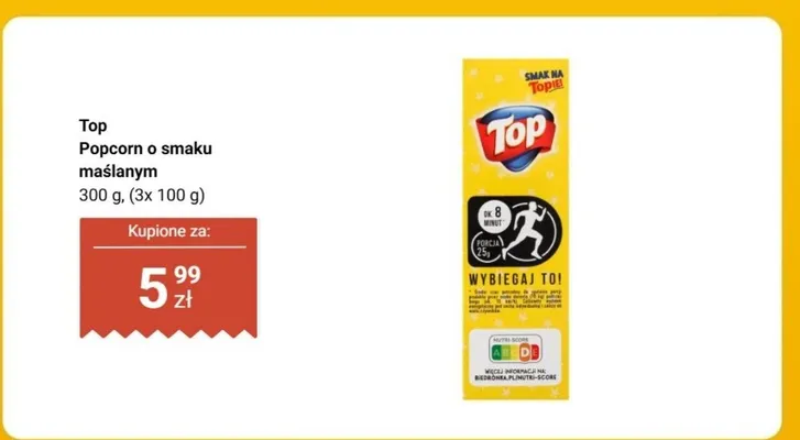 Popcorn o smaku maślanym Top 3-pak promocja w Biedronka