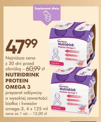 Preparat odżywczy Nutridrink Protein Omega 3 4-pak 125ml promocja w Super-Pharm