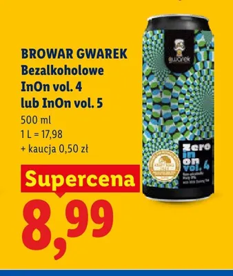 Piwo bezalkoholowe Browar Gwarek InOn vol. 5 promocja w Lidl