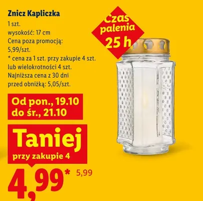 Znicz Kapliczka 17 cm promocja w Lidl
