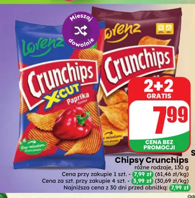 Chipsy Crunchips X-Cut papryka Lorenz promocja w Dino
