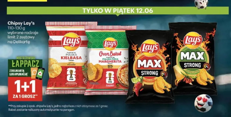 Chipsy Lay's MAX Strong Chilli & Lime promocja w Delikatesy Centrum