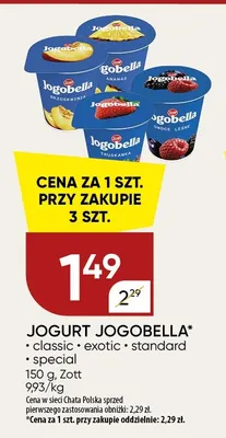Jogurt Jogobella Classic promocja w Chata Polska