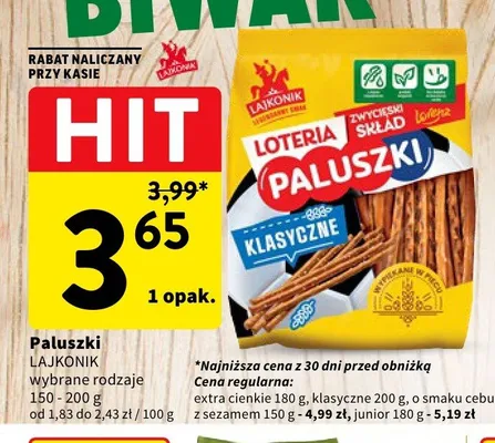 Paluszki klasyczne Lajkonik promocja w Intermarche