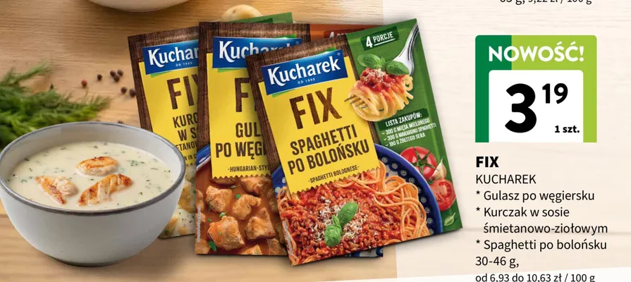 Fix Kucharek spaghetti po bolońsku promocja w Intermarche
