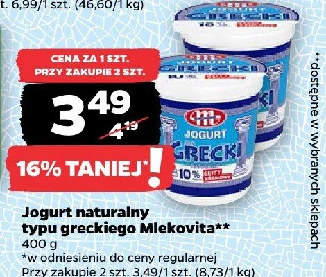 Jogurt naturalny typu greckiego promocja w Netto