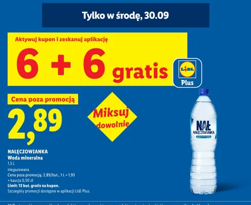 Woda mineralna niegazowana Nałęczowianka promocja w Lidl
