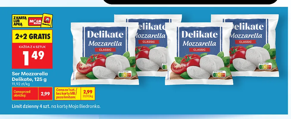 Ser Mozzarella Delikate Classic promocja w Biedronka