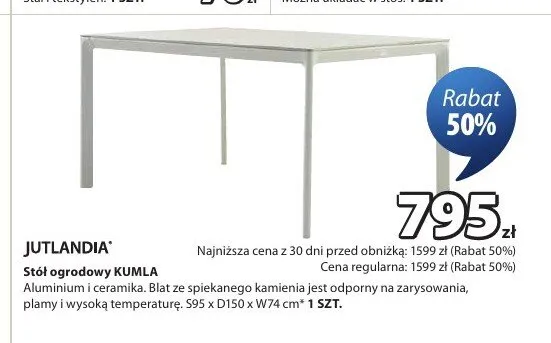 Stół ogrodowy Jutlandia Kumla promocja w Jysk