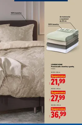 Prześcieradło z bawełny z gumką Livarno Home 180-200x200 cm promocja w Lidl