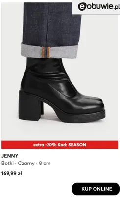 Botki czarny 8 cm Jenny promocja w eobuwie.pl