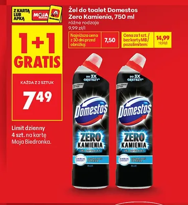 Żel do toalet Domestos Zero Kamienia promocja w Biedronka