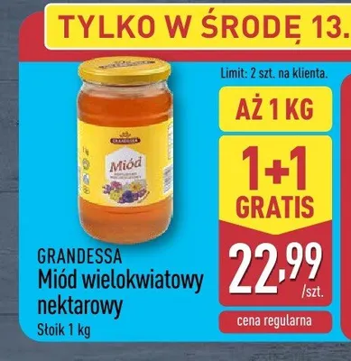 Miód wielokwiatowy nektarowy GRANDESSA promocja w Aldi