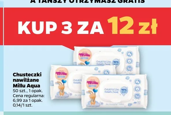 Chusteczki nawilżane Millu Aqua promocja w Netto