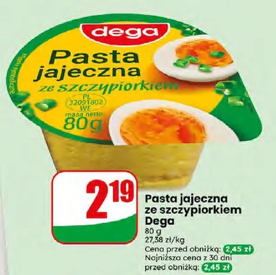 Pasta jajeczna ze szczypiorkiem Dega promocja w Dino