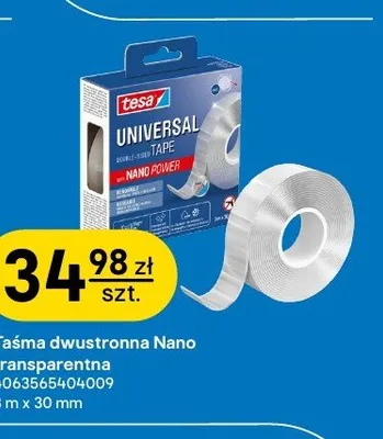 Taśma dwustronna Tesa Universal Nano Power transparentna 3 m x 30 mm promocja w Castorama